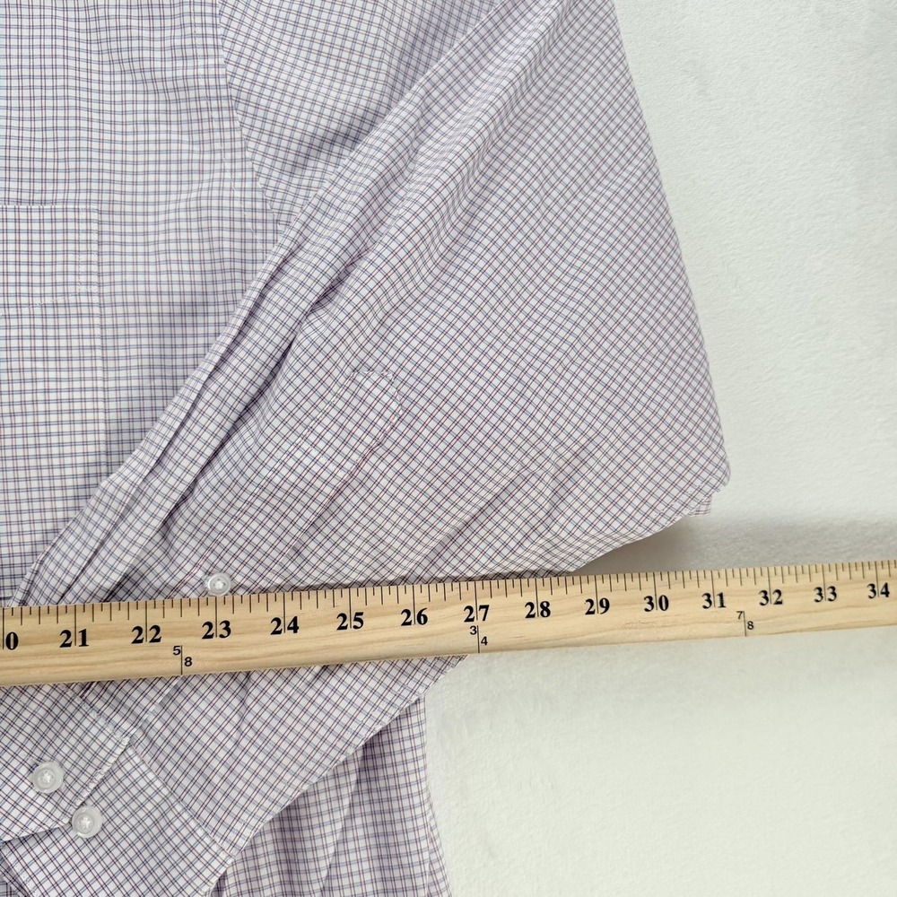 Oak Hill Shirt Mens 18.5 34/35 Blue Check Big Tall Non Iron Long Sleeve Dress - Picture 7 of 16